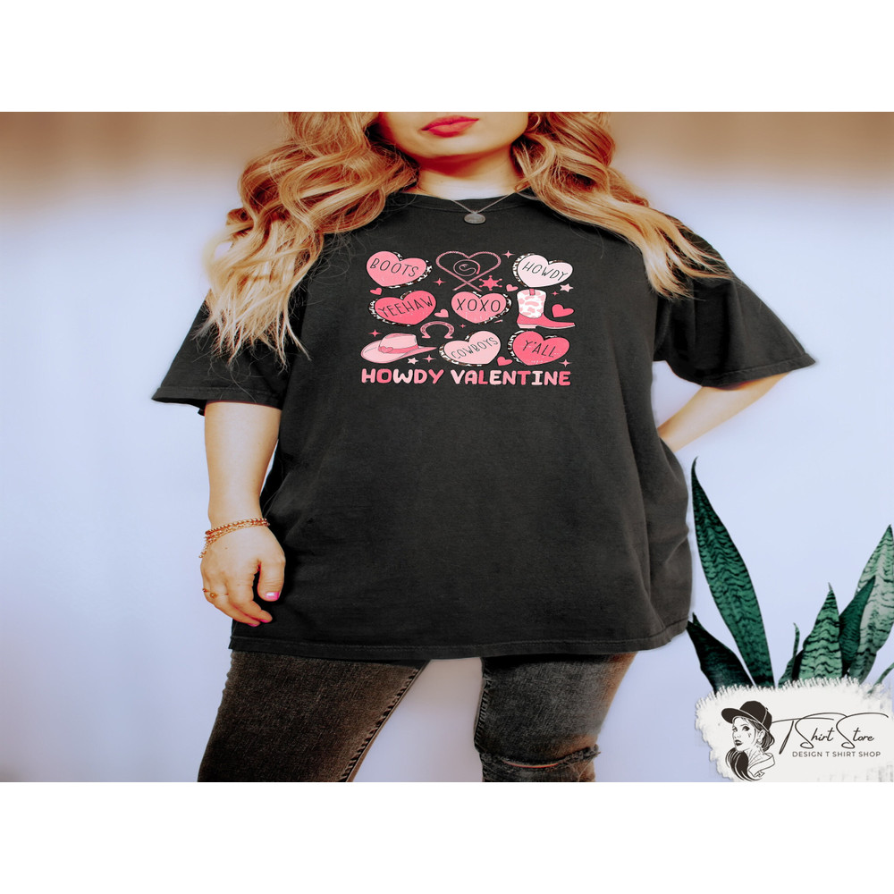 Howdy Valentine Shirt, Cowgirl Boots Valentines Day Tee, Conversation Hearts Shirt, Western Valentines Day Gift, Cowboy Lovers Valentine Tee.jpg