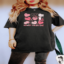 howdy valentine shirt, cowgirl boots valentines day tee, conversation hearts shirt, western valentines day gift, cowboy