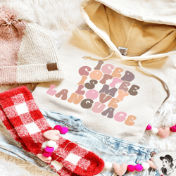 retro iced coffee is my love language valentines day sweatshirt, coffee valentines day sweatshirt, iced coffee valentine