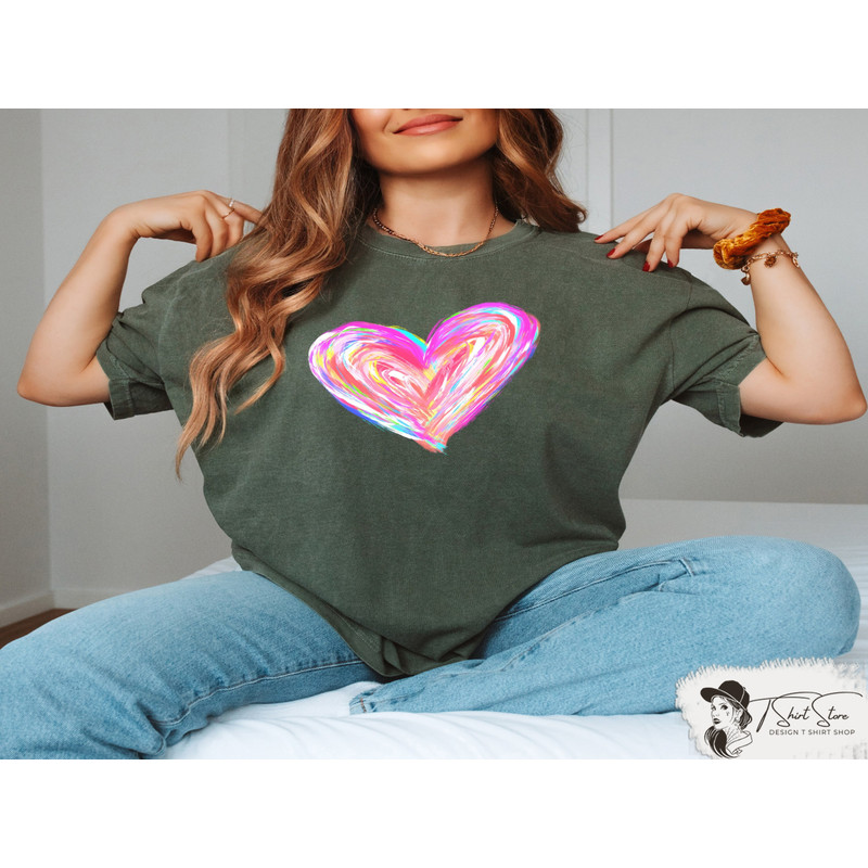 Watercolor Heart Valentines Day Shirt, Matching Couple Sweatshirts, Valentines Day Big Heart Gift, Cute Valentine Shirt, Couple Outfits.jpg