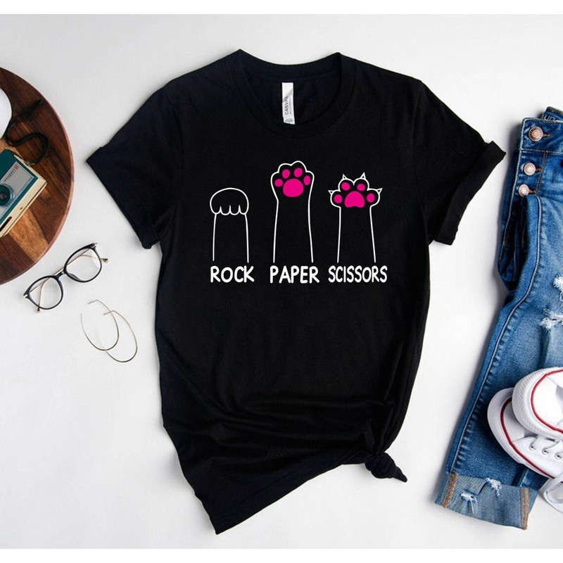 Cat Paw Shirt,Rock Paper Scissors, Funny Trendy Cat Graphic T-Shirt, Cat Mama Gifts, Pet Lover Shirt, Funny Kitty Shirts, Crazy Cat Lady Tee.jpg