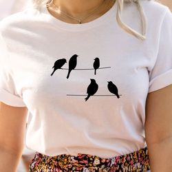 bird tee birds, short sleeve tee, gift for her, gift for mom, birds shirt