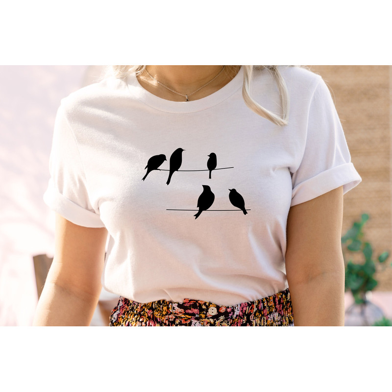 Bird Tee Birds, Short Sleeve Tee, Gift for Her, Gift for Mom, Birds Shirt.jpg