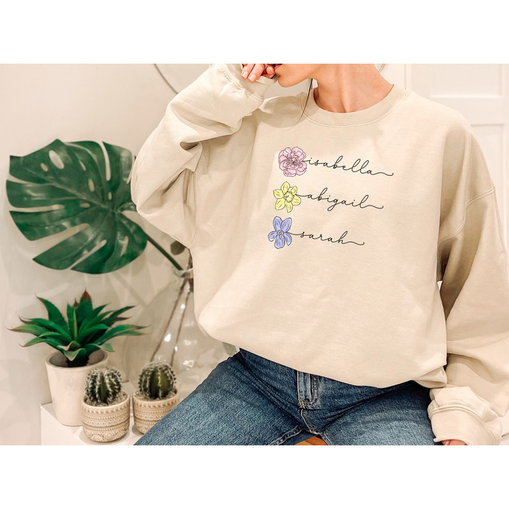 Birth Month Flower Shirt, Mother Day Gift, Mom's Flowers Garden Shirt, Custom Mom Shirt, Custom Flower Shirt, Mama Flower Sweatshirt.jpg