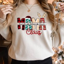 custom mama claus shirt, christmas mama claus sweatshirt, custom mama son and daughter shirt, gifts for mama, gift for m