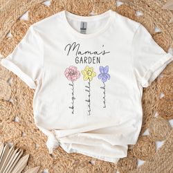 custom mamas garden shirt, mother day gift, birth month flower shirt, moms flowers garden shirt, custom mom shirt, custo