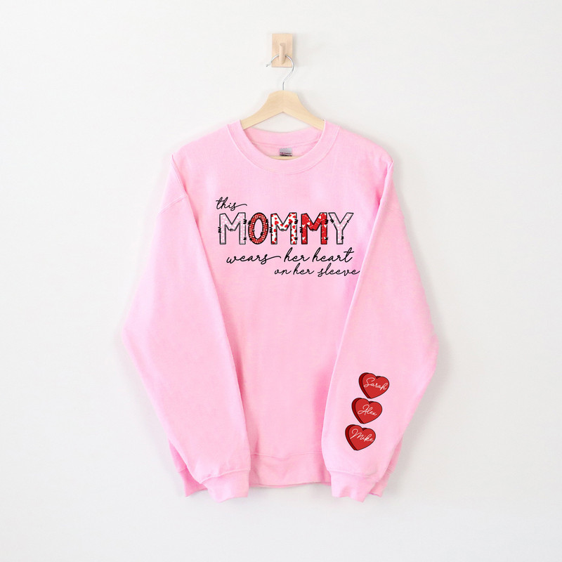 Custom Sweatshirt for Mommy, Christmas Gift for Grandma, I Wear My Heart On My Sleeve, Mimi Sweatshirt with Grandkids Name on Sleeve, Custom.jpg