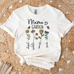 mamas garden shirt, mother day gift, birth month flower shirt, moms flowers garden shirt, custom mom shirt, custom flowe
