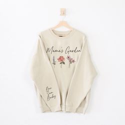mamas garden sweater, mother day gift, birth month flower sweatshirt, mimis flowers garden sweater, custom mom, custom f
