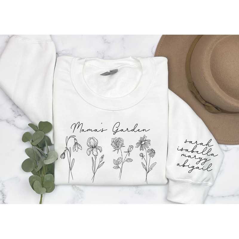 Mama's Garden Sweatshirt, Mother Day Gift, Birth Month Flower Sweater, Mom's Flowers Garden Sweater, Custom Flower Sweater, Grandma Sweater.jpg