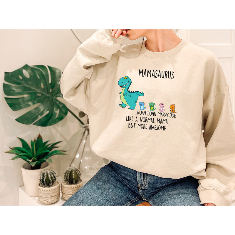 Personalized Mama Saurus With Kids Name Shirt, Custom Mama Saurus Shirt, Mama Shirt, Shirt for Mama, Gift for Mama, Mothers day shirt.jpg