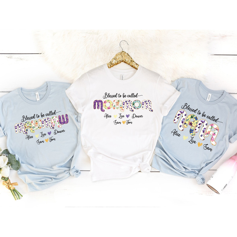 Blessed To Be Called Mommom Shirt,Personalized Nana Tee,Personalized Grandma With Grandkids Shirt,Kids Names Shirt,Mama Gigi Nana Mimi Shirt.jpg