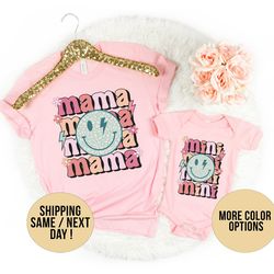 mama mini matching shirt, retro mama shirt, retro mini shirt, retro mama mini shirt, blessed mama mini, mommy and me mat