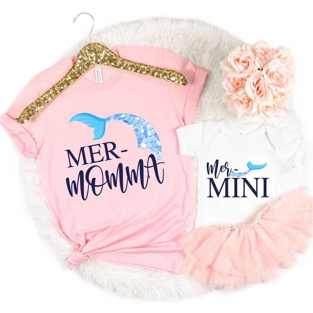 Mer Momma Mer Mini T-shirt, Mermaid Shirt, Mama Mini, Mother Daughter Shirt, Mommy and Me Outfits,Family Matching Shirt, Mommy And Me Tshirt.jpg