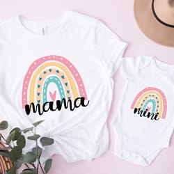 rainbow mama mini shirt, rainbow mini shirt,mama mini matching shirt, happy mothers day shirt, mother and daughter match