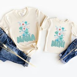 retro flower mama and mini matching shirts,boho style mothers day matching tee, floral mom and me shirts, mama and daugh