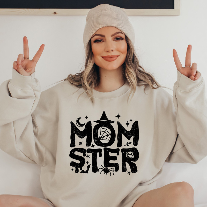 Momster Sweatshirt, Halloween Mom Sweatshirt, Funny Halloween Shirt, Pumpkin Shirt, Women Halloween Shirt, Halloween Gifts, Fall Sweatshirt.jpg