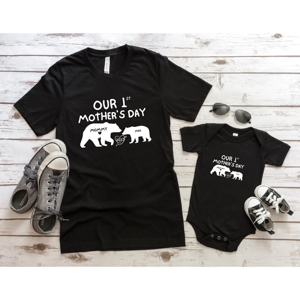 Our 1st Mother's Day Shirt, Mommy and Me Shirts, First Mothers Day Outfits, Custom With Names, Matching Mom and Baby Shirt.jpg
