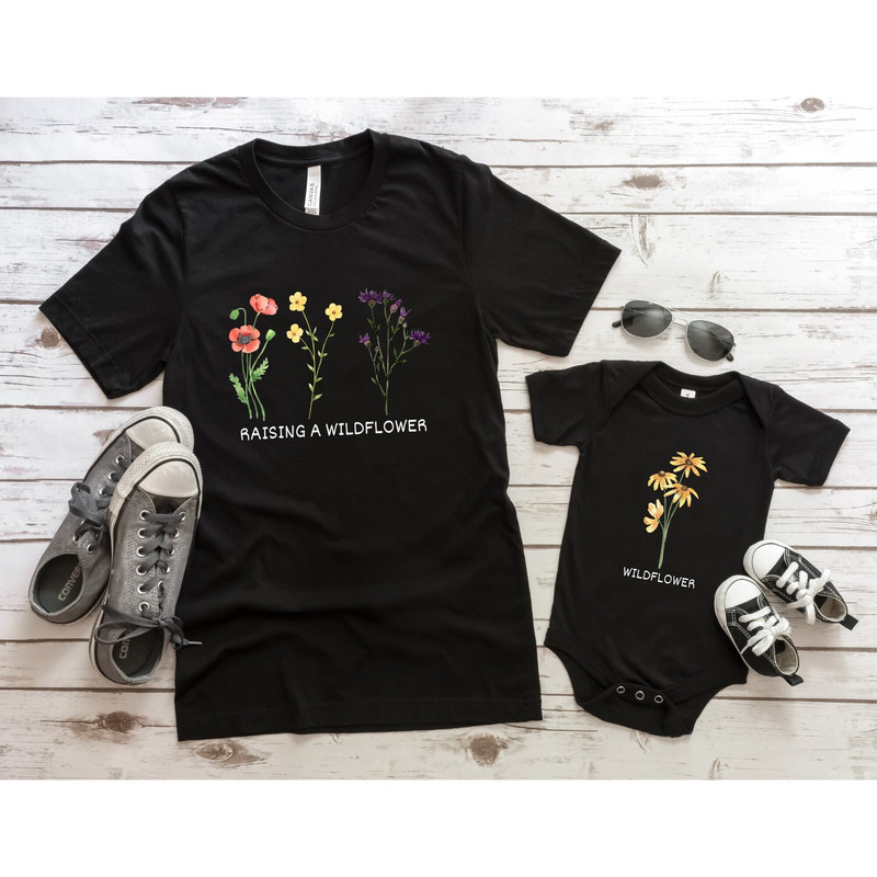 Raising A Wildflower and Wildflower Shirts, Mama Mini Matching Set, Mommy & Me Outfits, Mama Mini Shirt, Baby Shower Gift, New Mom Gift Idea.jpg