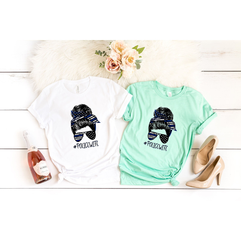 Back The Blue Messy Bun Shirt, Police Wife Shirt, Back The Blue Shirt, Messy Bun Cop Wife Shirt, Police Mom Shirt, Thin Blue Line Shirt.jpg
