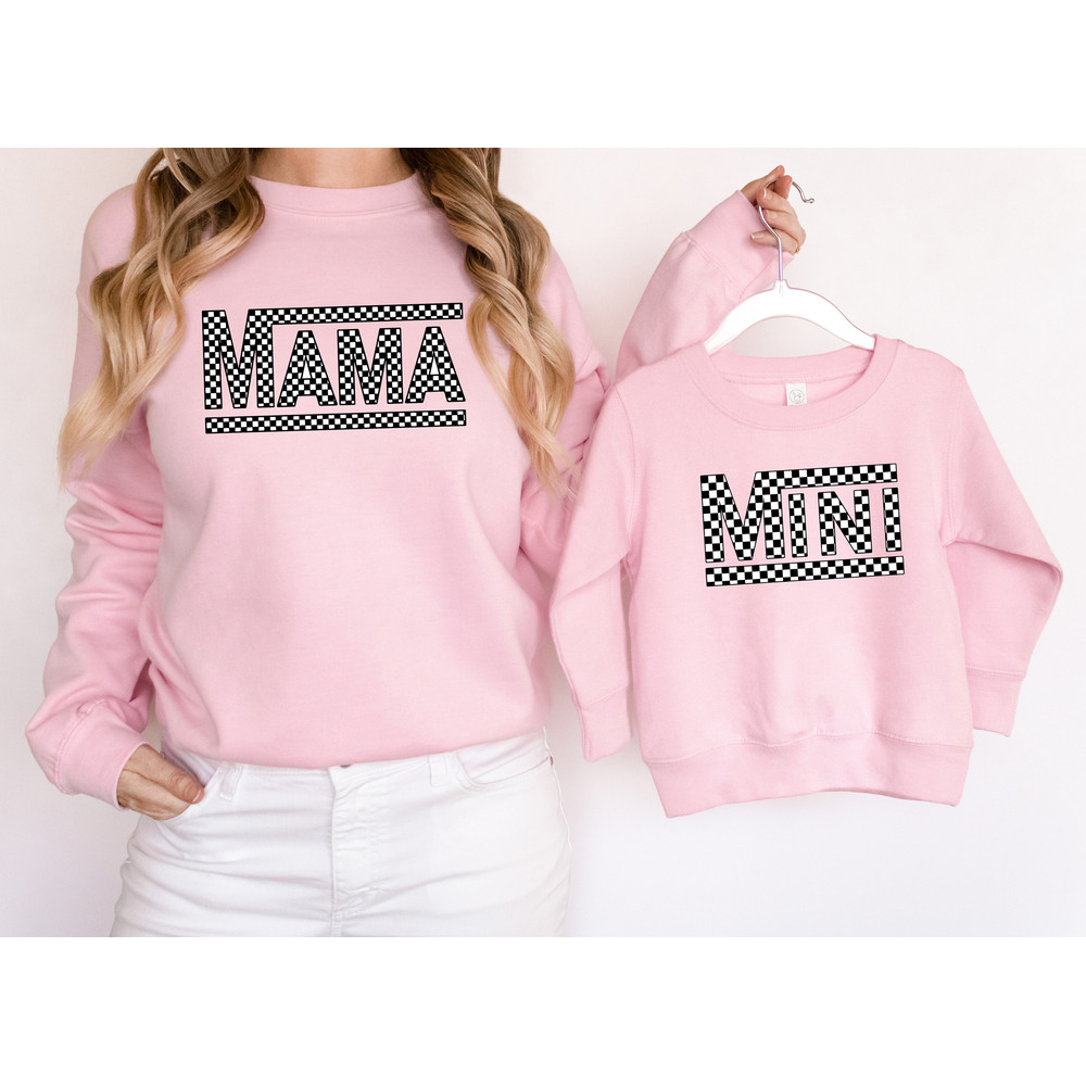Checker Pattern Mama Sweatshirt, Checker Mama Shirt, Checker Mini Sweatshirt, Checkered Mama Shirt, Checker Mama and Mini Shirt.jpg