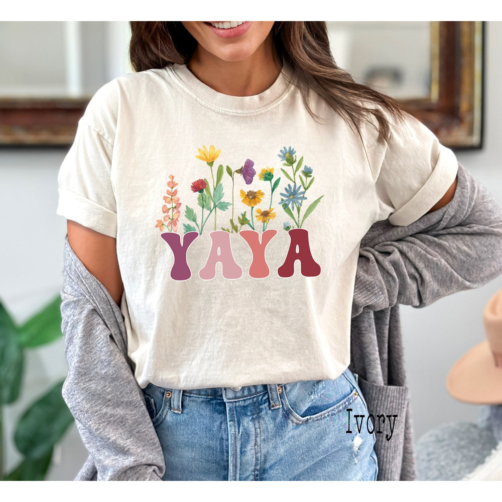 Comfort Colors®, Yaya Shirt, Wildflowers Grandma Shirt, Yaya Gift, Gift for New Grandmother, Pregnancy Announcement, Gift for Yaya, Grandma.jpg