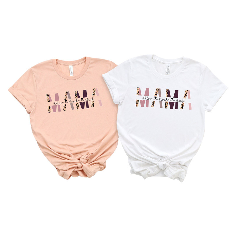 Custom Mama Shirt With Kids Names, Leopard Print Personalized Mama Shirt, Mother's Day Shirt, Custom Kid's Names Mom Shirt, Gift For Mom.jpg