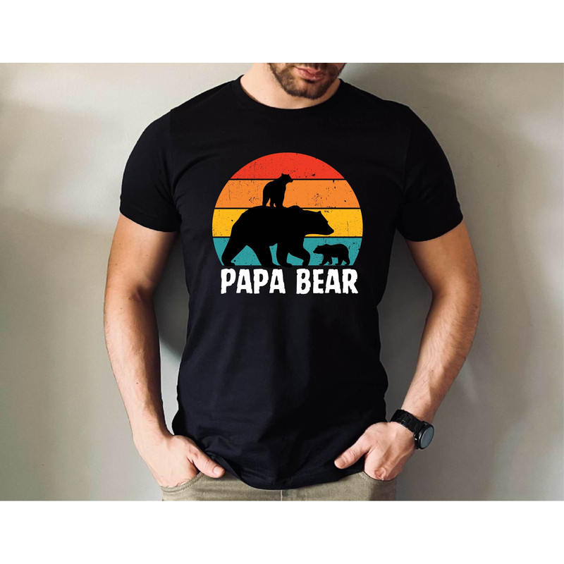 Papa Bear 2 Kids Tshirt, Papa Bear Two Cubs Shirt, Funny Father's Day Gift for Dad of 2 Kids Shirt, New First Time Twin Dad Unisex Tshirt.jpg