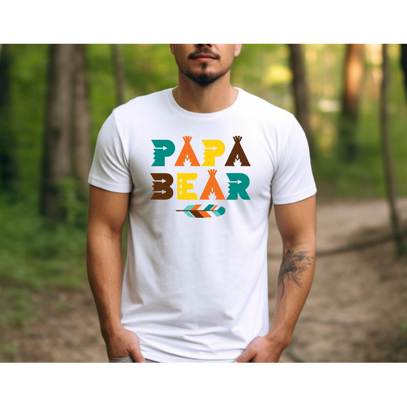 Papa Bear T-shirt, Papa Bear Indian Feather Tent Tee, Father's Day Dad Tshirt, Dad Shirt, Papa Bear Sunglass Shirt.jpg