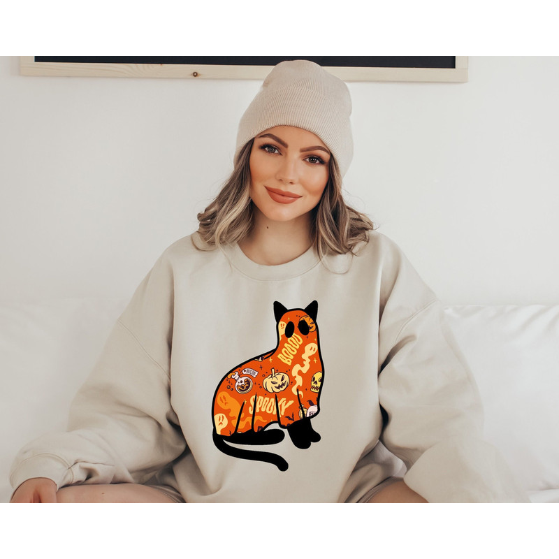 Halloween Ghost Cats, Halloween Shirt, Halloween Ghost Cats T-shirt, Halloween Sweatshirt, Spooky Season Sweatshirt, Halloween Gift, 1.jpg