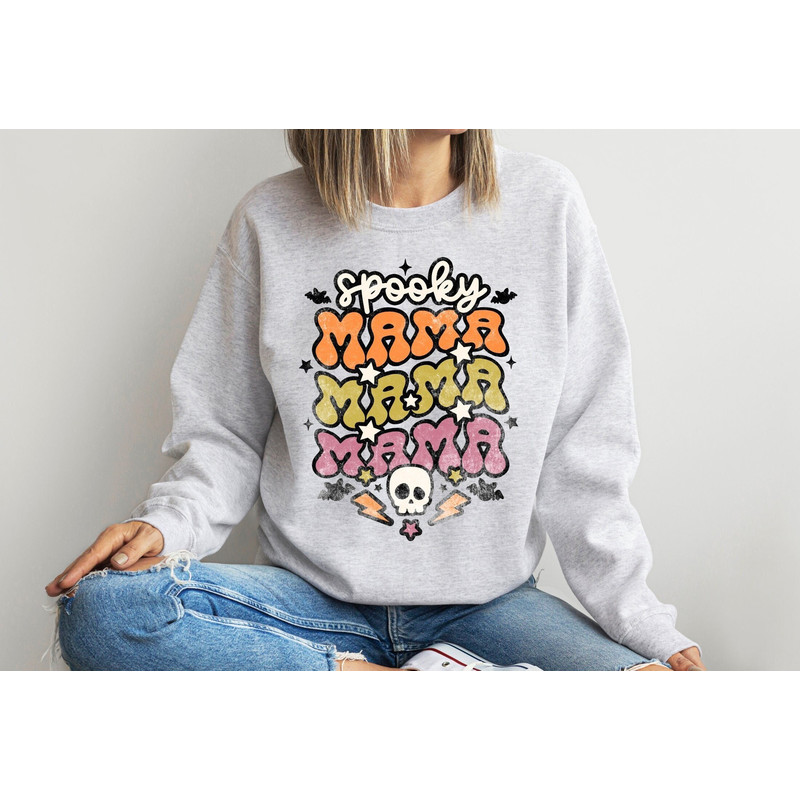 Halloween Spooky Mama Sweatshirt for Mom, Halloween Sweatshirt, Spooky Mama, Mama Shirt, Gift for Mom, Halloween Gift, Fall Crewneck, Gift.jpg