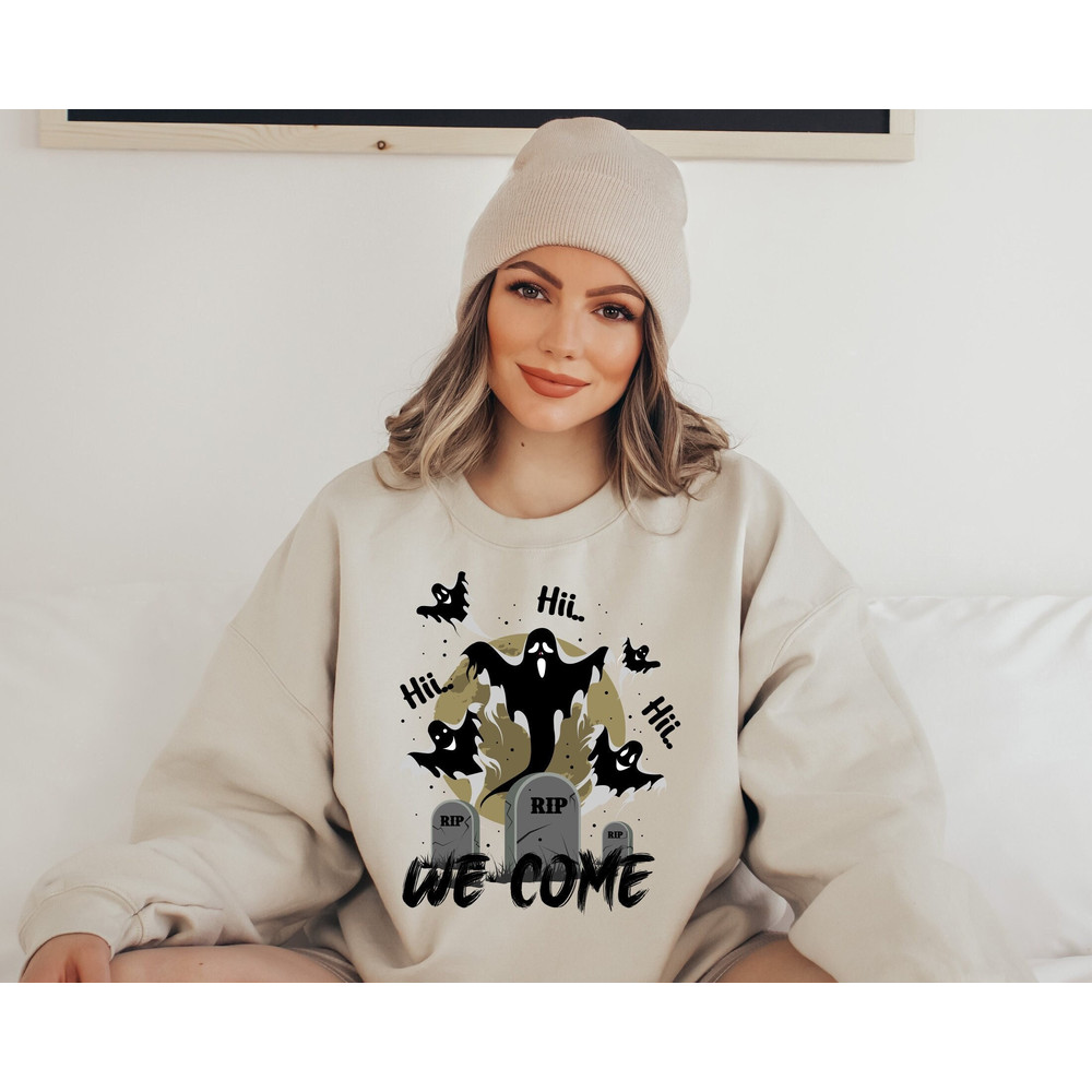 Halloween We Come Sweatshirt, Halloween Sweatshirt, Halloween Ghost Sweatshirt, Skeleton Halloween Sweatshirt, Spooky Season Sweatshirt.jpg