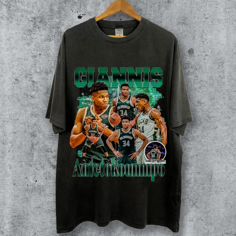 Giannis Antetokounmpo Milwaukee Basketball Shirt, Bucks Basketball Shirt Christmas Gift Unisex, Basketball 90s Vintage F