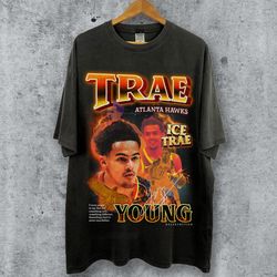 vintage 90s basketball bootleg style t-shirt, trae young graphic tee, trae young shirt, retro basketball shirt, unisex o