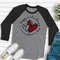 Valentine's Day Raglan, Red & Black Buffalo Plaid Hearts, Happy Valentine's Day Design on premium Raglan 34 sleeve shirt, plus size, 2X, 3X.jpg