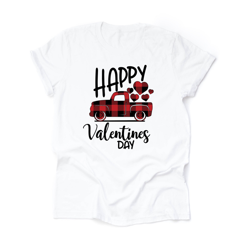 Valentine's Day Tee, Valentine Old Truck in Buffalo Plaid Design on premium unisex shirt, 2 color choices, 2X, 3X, 4X, plus sizes available.jpg