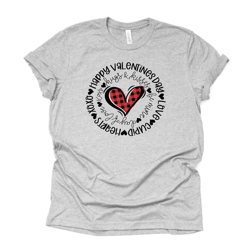Valentine's Day, Happy Valentine's Day with Cute Red Plaid Heart design, premium unisex shirt, 3 color choices, 3x valentine, 4x valentine.jpg