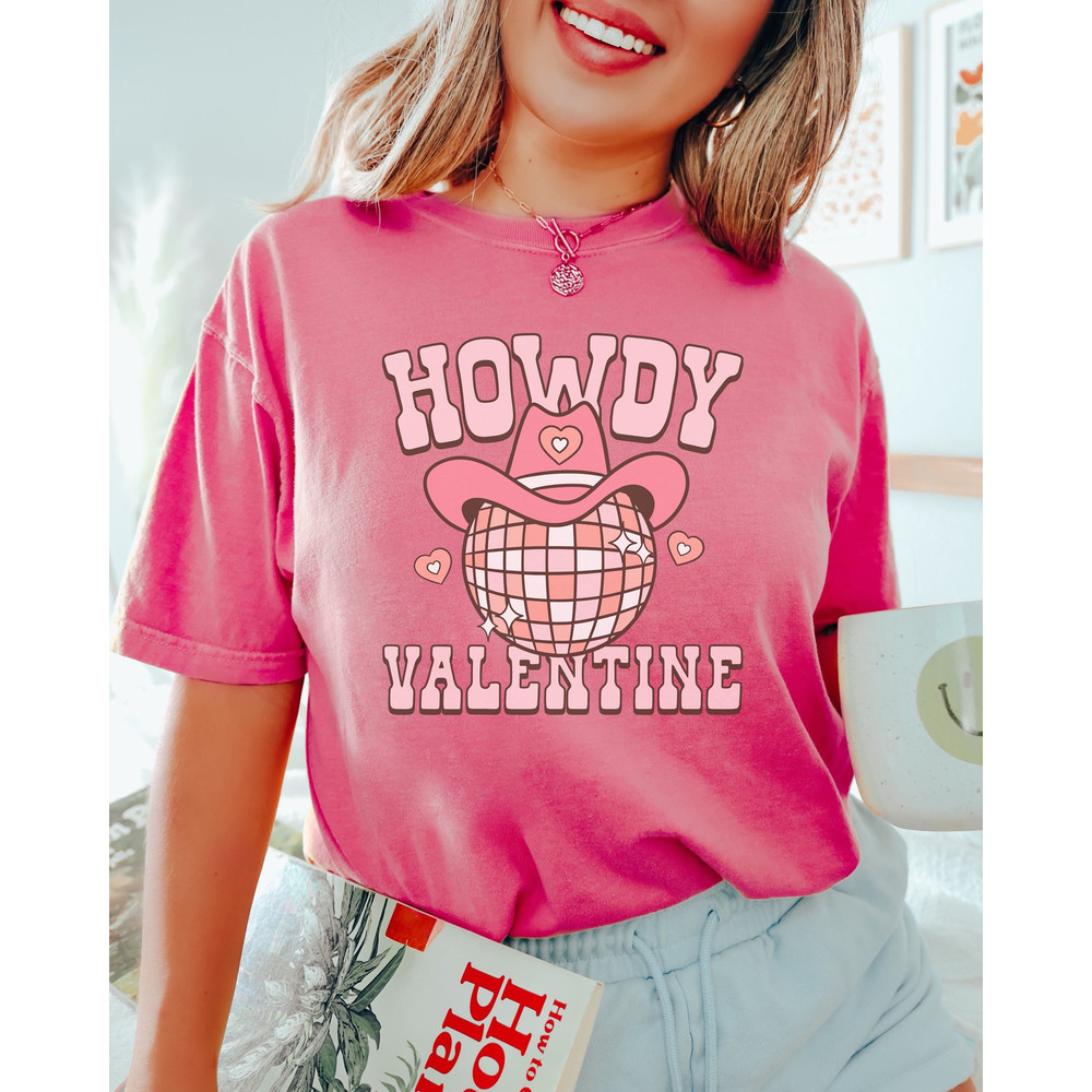 Retro Valentines Day Comfort Colors Shirt, Western Valentines Shirt, Valentines Day Gift For Her, Howdy Valentine Shirt, Valentines Day Tee 1.jpg