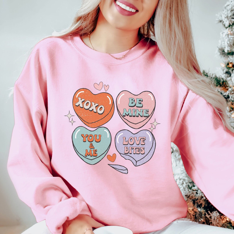 Valentines Day Sweatshirt, Positive Affirmations Shirt, Conversation Hearts Shirt, Candy Hearts Shirt For Women Teacher Valentines Day Shirt 2.jpg