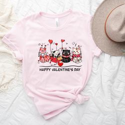 happy valentines day cat shirt,cute cat valentine clothing, cat lover valentine tshirt, gift for love,heart shirt,cute v