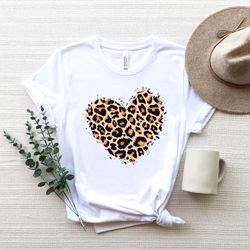 Leopard Heart Shirt, 3D Love Shirt, Love T-Shirt,Valentines Day Shirt,Couple Matching Shirt, Gift For Wife,Mothers Day S