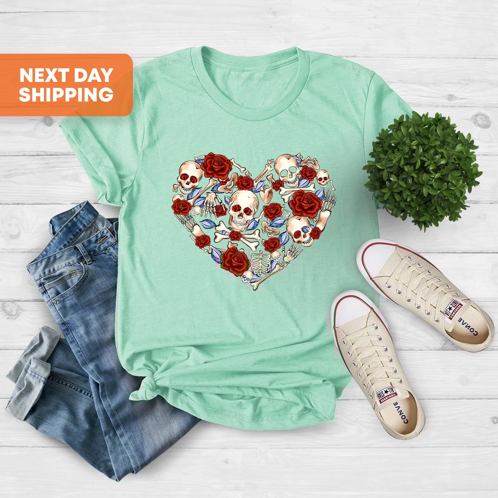 Valentine Skeleton Shirt, Skeleton Love Shirt, Skull Love Shirt, Love Heart Shirt, Valentine's Day Shirt, Funny Valentine's Day Gift.jpg
