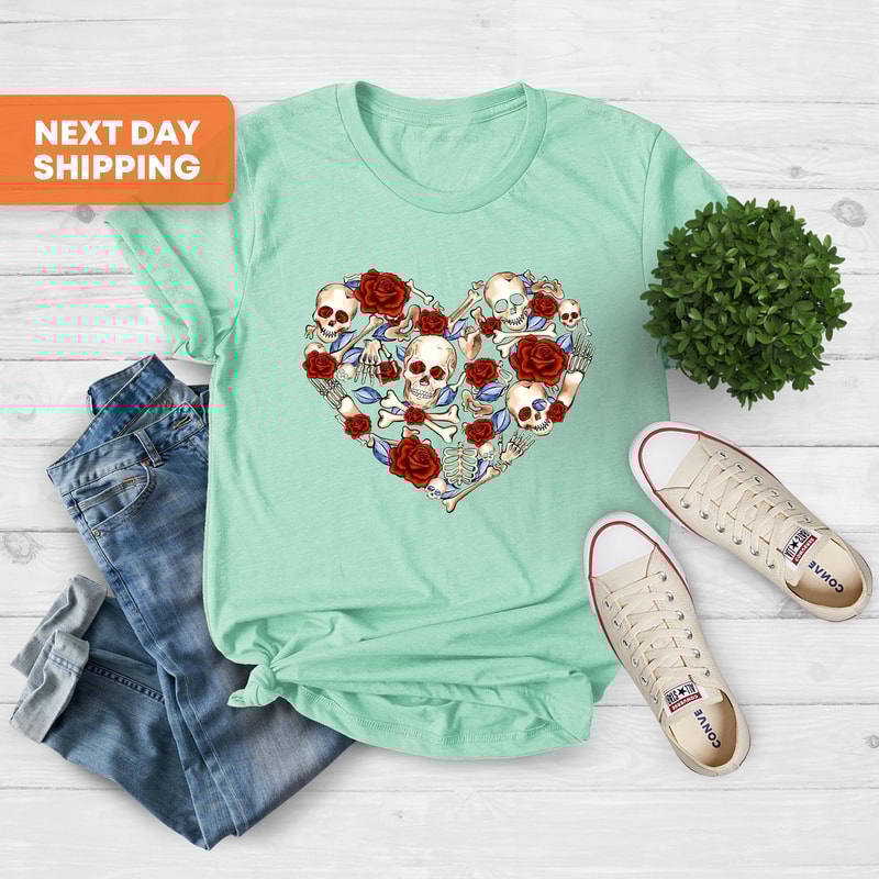 Valentine Skeleton Shirt, Skeleton Love Shirt, Skull Love Shirt, Love Heart Shirt, Valentine's Day Shirt, Funny Valentine's Day Gift.jpg