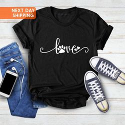 dog love shirt, love paw shirt, animal lover t-shirt, funny womens shirt, womens dog lover shirt, dog lovers gift, t-sh
