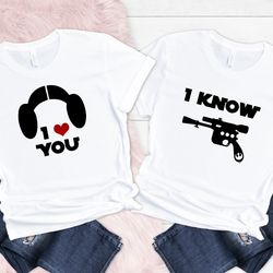 star wars princess leia han solo valentines day shirt, valentine i love you i know t-shirt, star wars honey moon tee, va