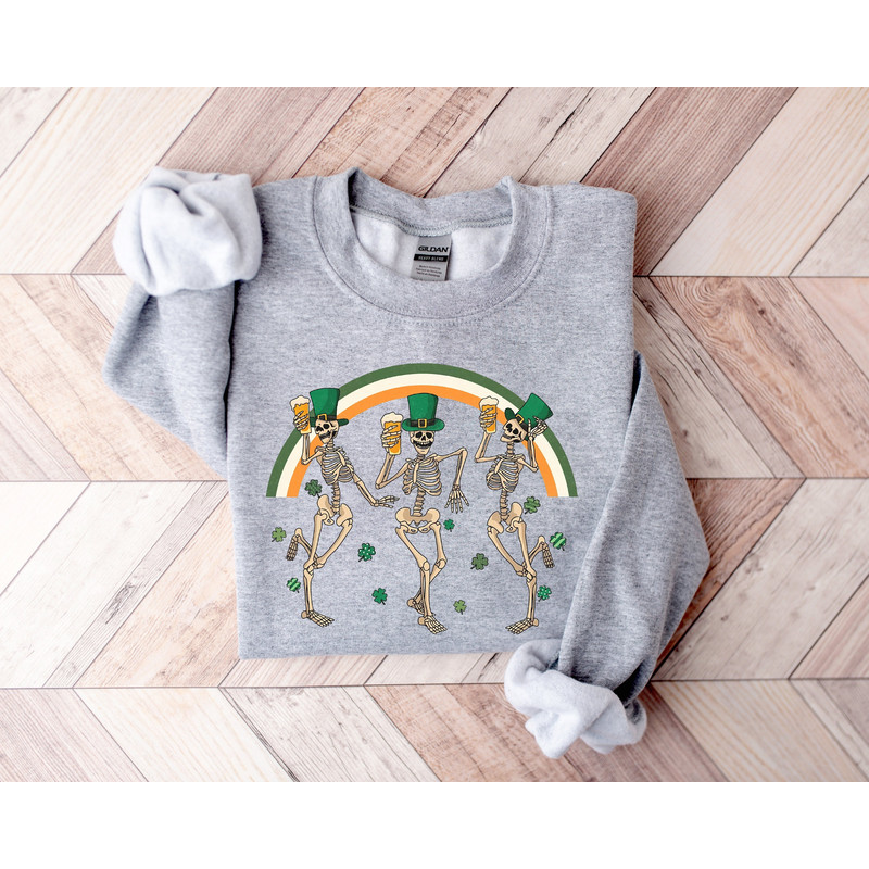 St Patrick's Day Shirt, St Patrick's Sweatshirt, Dancing Skeletons Drink Beer Shirt, Irish Skeleton Shirt, St Patrick's Day Gift.jpg