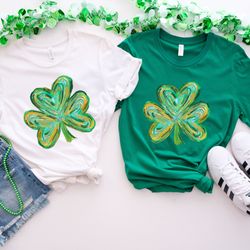 st patricks four leaf clover shirt, watercolor st patrick tshirt, vintage retro st patricks day, shamrock sweatshirt ,gi