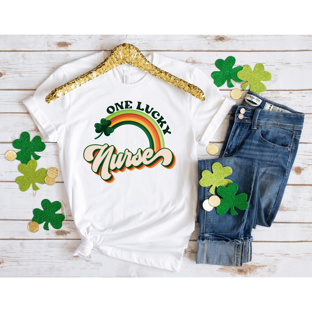 St Pattys Day One Lucky Nurse Shirt, Retro Nurse Shirt, St Patricks Day Shirt, Vintage Clover Shirt, St Patrick's Day Nurse Shirt.jpg