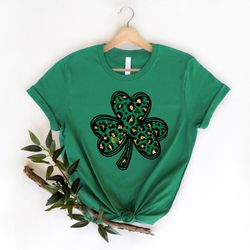 shamrock leopard st patricks day shirt, vintage st patricks day shirt, cute st paddys tee, gift for bff,unisex shirt,luc