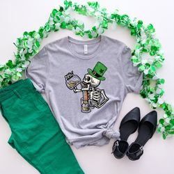 st patricks day shirt, funny st patrick day shirt,shamrock shirt,beer lover gift,womens lucky shirt,irish beer,skeleton